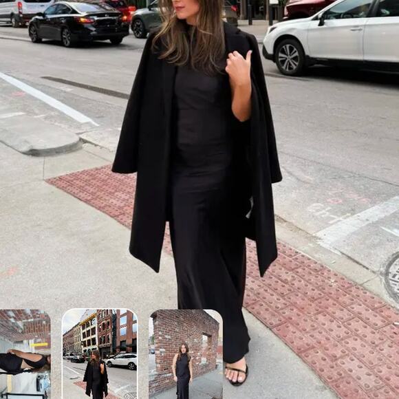 Shona Joy Black Satin Gown Size 12 Asymmetrical Backless Formal Maxi Dress $360 - Picture 4 of 10